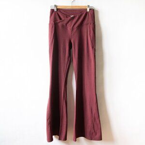 Yitty Fabletics Pureluxe Everyday Crossover Flare Leggings in Burgundy Babe